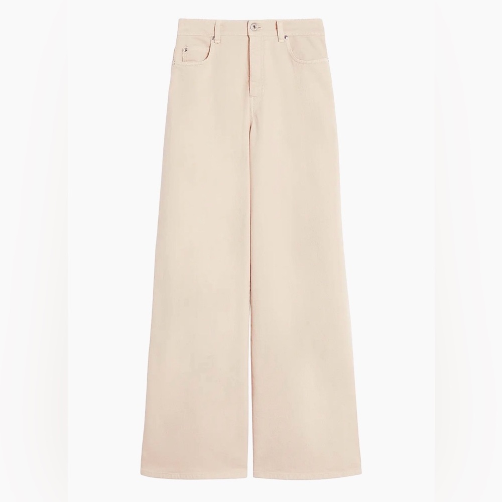 Max Mara Weekend Wide Leg Cream Denim Jeans Twill 100% Cotton Size 8 EUC
